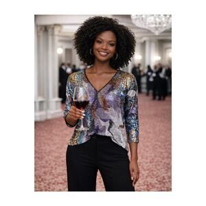 Gorgeous Vintage 1980s Fully Beaded and Sequins Top Size S  V.J Pure Silk India